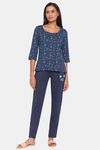 Rosaline Starry Nights Knit Cotton Pyjama Set - Ocean Cavern — thumbnail 4